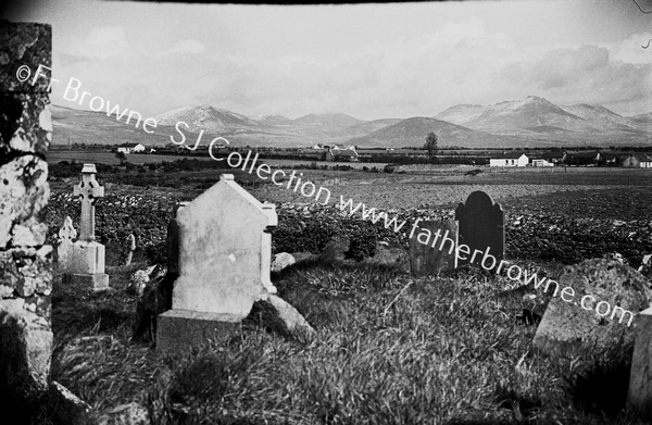 KILMUIRE CHURCH SLIEVE FOY IN COOLEY GAP FROM CHURCH (ORD)